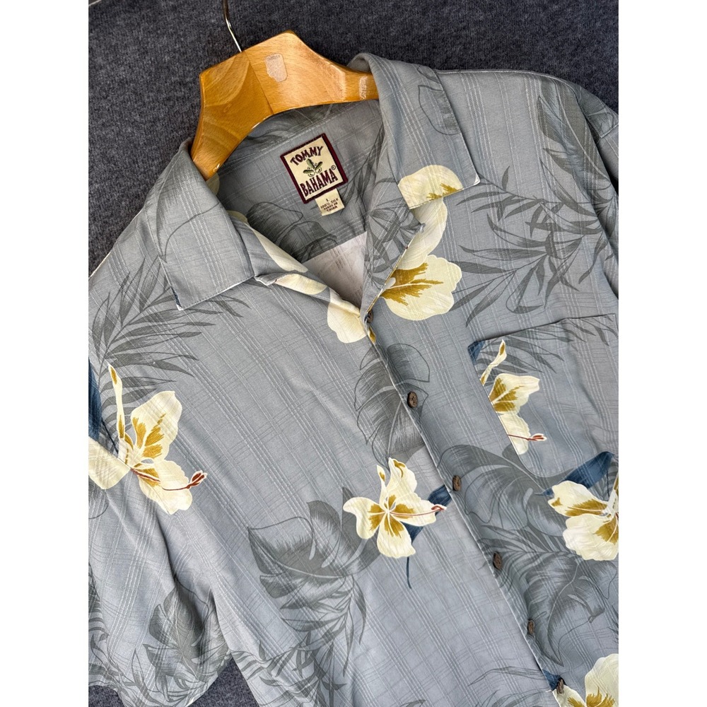 Tommy Bahama 100% Silk‎ Beach Floral Short Sleeve Camp Shirt Mens L Spring Break